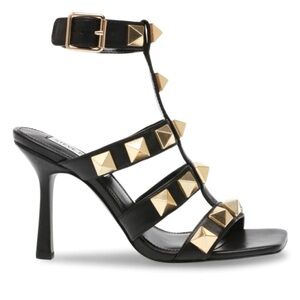 Steve Madden Black Heels with Gold Roman Studs